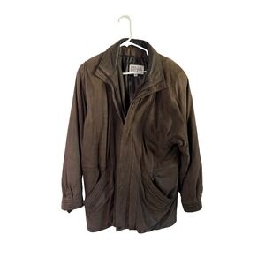 Vintage Pelle‎ Studio Leather Jacket Mens Medium Brown Full Zip Quilted Lined